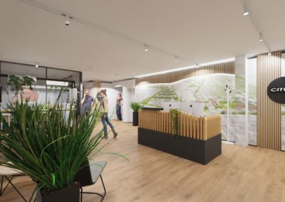 Plan 3D espace accueil et réunion informelle et attente