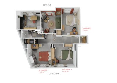 Projet transformer l'appartement en 3 chambres, agrandir la sde,