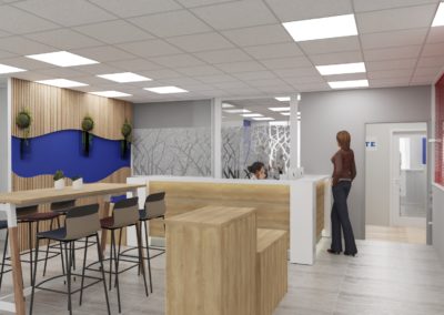 Bureau assistante de direction Banque d'accueil et bureau haut pour mini reunion
