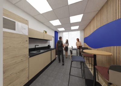 Cuisine intégrée avec mur acoustique